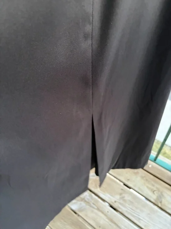 🆕✨ Aidan Mattox Adrianna Papell Black Satin Sheath Dress Midi Size 16 Classic - Picture 12 of 17